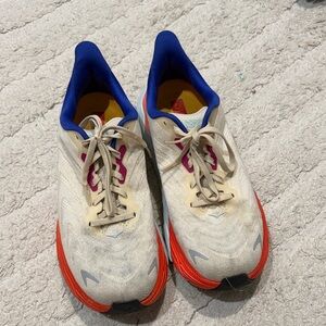 Hoka Vibrant Blue and Coral Sneakers